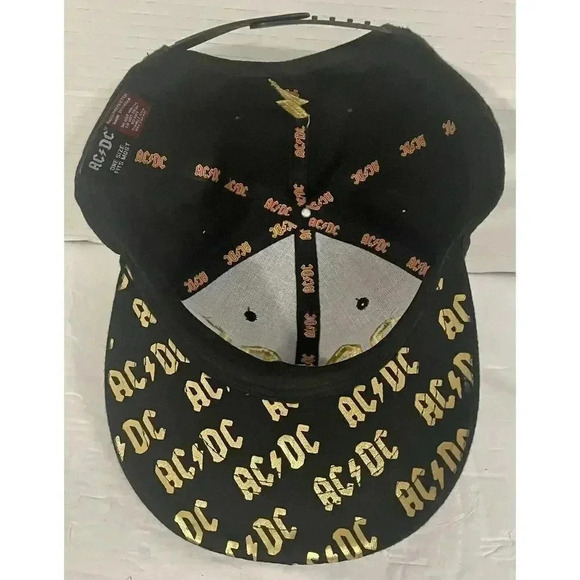 AC/DC Rock Or Bust 2016 Tour Hat Gold Logo Cap Snapback Gold Print Inside - Picture 5 of 6